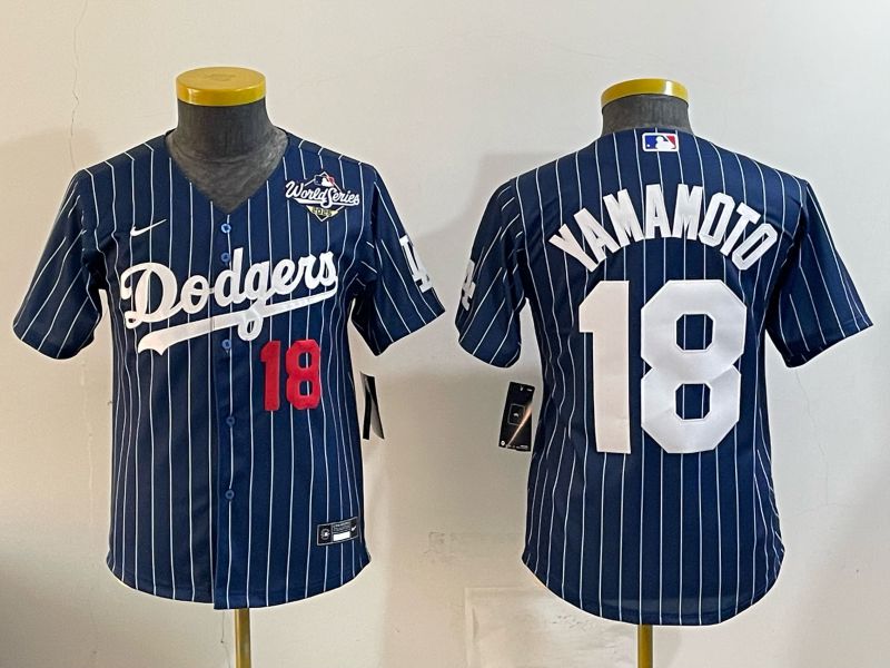 Youth Nike 2026 Los Angeles Dodgers #18 Yamamoto Blue Stripe Game MLB Jersey 12118